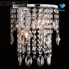 Настенный светильник Eurosvet 10027/2 хром/прозрачный+тонированный хрусталь Strotskis