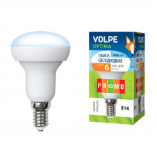 Лампа светодиодная Volpe LED-R50-6W/NW/E14/FR/O Форма Рефлектор, матовая колба. Материал корпуса пластик. Цвет свечения белый. Серия Optima